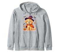 Cute Halloween Witch Dog Pumpkin Bats Felpa con Cappuccio