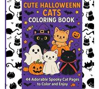 CUTE HALLOWEENN CATS COLORING BOOK: 44 Adorable Spooky Cat Pages to Color and Enjoy