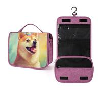 Cute Happy Shiba Inu - Beauty case da viaggio da donna, organizer da appendere con gancio per shampoo