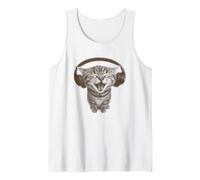 Cute Headphones Cat Funny Silly y2k Grunge Graphic Canotta