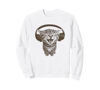 Cute Headphones Cat Funny Silly y2k Grunge Graphic Felpa