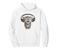 Cute Headphones Cat Funny Silly y2k Grunge Graphic Felpa con Cappuccio