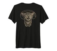 Cute Headphones Cat y2k Silly Funny Grunge Graphic Maglietta Premium