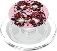 Cute Heart Pattern Gothic Flowers Gnome Pink Valentines PopSockets PopGrip per MagSafe