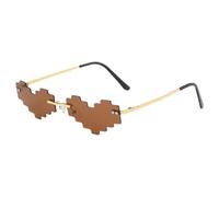 Cute Heart Sunglasses | Colorful Mosaic Love Glasses for Women, Men, Teens - Funky Rimless Disco Eyewear for Birthday, reve, Carnival, Cosplay, Summer Vacation, Pool Party Outfits, Dress-Up Fun