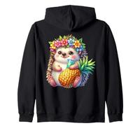 Cute Hedgehog Ananas Tropical Summer Vibes Felpa con Cappuccio