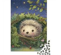 Cute Hedgehog Garden Night Jigsaw Puzzle Impossibili 1000Pcs Decorazione Per La Casa. Rilassamento E Intelligence Per Adulti E Ragazzi Da 14 Anni 70x50cm/1000pcs