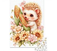 Cute Hedgehog with Corn And Flowers Puzzle Impossibili 1000Pcs Decorazione Per La Casa. Rilassamento E Intelligence Per Adulti E Ragazzi Da 14 Anni 70x50cm/1000pcs
