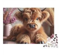 Cute Highland Calf_9 Puzzle 1000 Pezzi Cartone Resistente Per Adulti & Bambini 12+, Puzzle Antistress, Decorazione Murale, Relax Definitivo Per Tempo Familiare 70x50cm/1000pcs