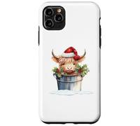 Cute Highland Cow Christmas Santa Hat Country Heifer Farm Custodia per iPhone 11 Pro Max