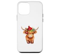 Cute Highland cow Christmas Santa Hat Country Heifer Farm Custodia per iPhone 12 mini