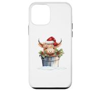 Cute Highland Cow Christmas Santa Hat Country Heifer Farm Custodia per iPhone 12 mini