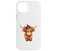 Cute Highland cow Christmas Santa Hat Country Heifer Farm Custodia per iPhone 14 Plus
