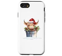 Cute Highland Cow Christmas Santa Hat Country Heifer Farm Custodia per iPhone SE (2020) / 7/8