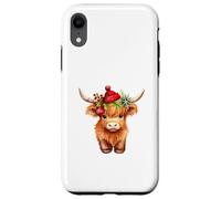 Cute Highland cow Christmas Santa Hat Country Heifer Farm Custodia per iPhone XR