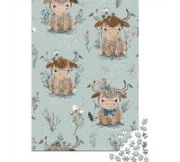 Cute Highland Cow Fabric Puzzle Impossibili 1000Pcs Decorazione Per La Casa. Giochi Rilassamento E Intelligence Per Adulti E Bambini Da 12 Anni 70x50cm/1000pcs