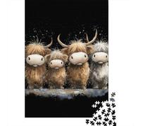 Cute Highland Cow Family Puzzle Impossible 1000Pcs Decorazione Per La Casa. Giochi Rilassamento E Intelligence Per Adulti E Bambini Da 12 Anni 70x50cm/1000pcs