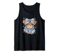 Cute Highland Cow with Blue Bow Winter Snowflake Design Canotta
