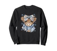 Cute Highland Cow with Blue Bow Winter Snowflake Design Felpa
