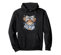 Cute Highland Cow with Blue Bow Winter Snowflake Design Felpa con Cappuccio