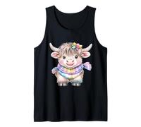 Cute Highland Cow with Rainbow Scarf - Kawaii Baby Cow Canotta