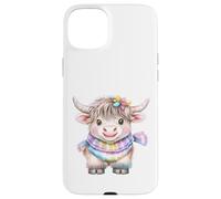 Cute Highland Cow with Rainbow Scarf - Kawaii Baby Cow Custodia per iPhone 15 Plus