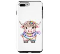 Cute Highland Cow with Rainbow Scarf - Kawaii Baby Cow Custodia per iPhone 7 Plus/8 Plus