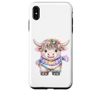 Cute Highland Cow with Rainbow Scarf - Kawaii Baby Cow Custodia per iPhone XS Max