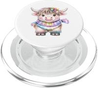 Cute Highland Cow with Rainbow Scarf - Kawaii Baby Cow PopSockets PopGrip per MagSafe