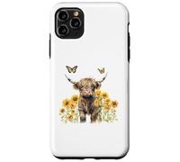 Cute Highland cow with sunflowers country Heifer Farm Farmer Custodia per iPhone 11 Pro Max