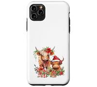 Cute Highland Cows Christmas Santa Hat Country Heifer Farm Custodia per iPhone 11 Pro Max