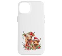 Cute Highland Cows Christmas Santa Hat Country Heifer Farm Custodia per iPhone 14 Plus