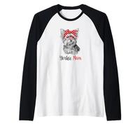 Cute Hipster Red Glasses Yorkie Mom Lover Maglia con Maniche Raglan