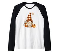 Cute Holiday GNOME for Thanksgiving with Fall Pumpkin Spice Maglia con Maniche Raglan