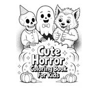 Cute Horror Coloring Book for Kids: Fun, Non-Scary Ghosts, Kawaii Monsters & Chibi Creatures