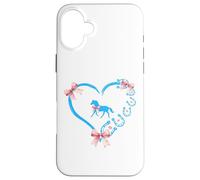 Cute Horse Girl Coquette Blue Bow Heart Horseshoe Equestrian Custodia per iPhone 16 Plus