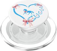 Cute Horse Girl Coquette Blue Bow Heart Horseshoe Equestrian PopSockets PopGrip per MagSafe