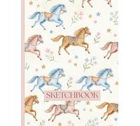 Cute Horse Pattern Sketchbook: Paperback Drawing Book for Equestrian & Animal Lovers: 8.5 x 11 Large Size: Unlined Pages for Artists, Featuring Stars and Flowers Design, Kids & Teens