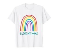 Cute I Love My Moms Rainbow Family Two Mothers 2 Mommies Maglietta