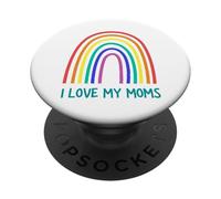 Cute "I Love My Moms" Rainbow Family Two Mothers 2 Mommies PopSockets PopGrip Adesivo