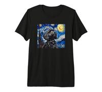 Cute Illustration Painting Starry Night Black Cockapoo Lover Maglietta Premium