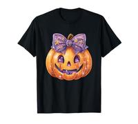 Cute Jack O Lantern with Purple Bow Halloween Maglietta