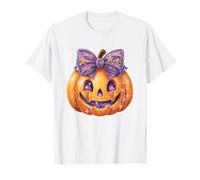 Cute Jack O Lantern with Purple Bow Halloween Maglietta