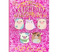 Cute Journal Animal On Pink Glitter Effect Background, Large Blank Sketchbook For Girls, 120 Pages, 8.5" x 11", For Drawing, Sketching & Crayon Coloring