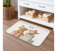 Cute Joy Tappetino da bagno ad asciugatura rapida, tappetino da doccia antiscivolo con leone giocoso e leopardo, tappetino da doccia invernale in flanella lavabile, per bagno, decorativo, 40,6 x 61 cm