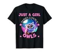 Cute Just A Girl Who Loves Owls animali Donne e ragazze Maglietta