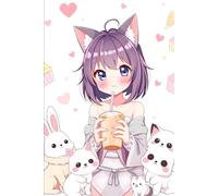 Cute Kawaii Anime Notebook for Kids: Adorable Cat and Bunny Cartoon Journal | Fun Writing and Drawing Notebook for Girls & Boys