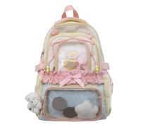 Cute Kawaii Backpack for Girls - Pin Display Backpack Large Capacity Soft Stylish Rucksack with Compartments Cute Lightweight Backpacks Commute Studying Pouch for Men and Women