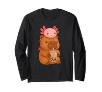 Cute Kawaii Bubble Tea Axolotl Capybara Maglia a Manica