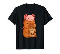 Cute Kawaii Bubble Tea Axolotl Capybara Maglietta